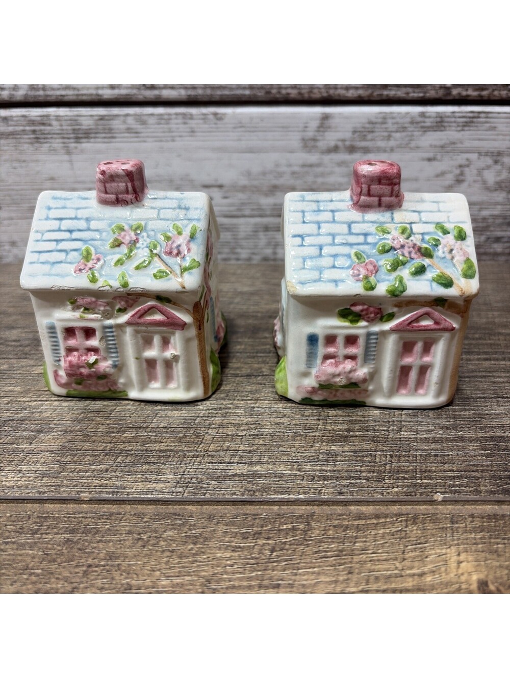 Vintage Our Town Salt & Pepper Shakers Country Cottage House Made In Brazil